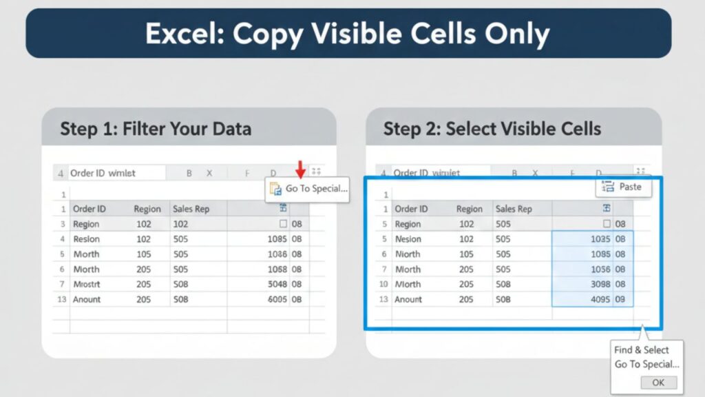 how to copy only filtered cells in excel