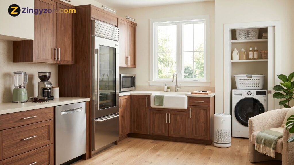 Best home appliances for modern homes including refrigerator, washer, dishwasher, microwave, and air purifier