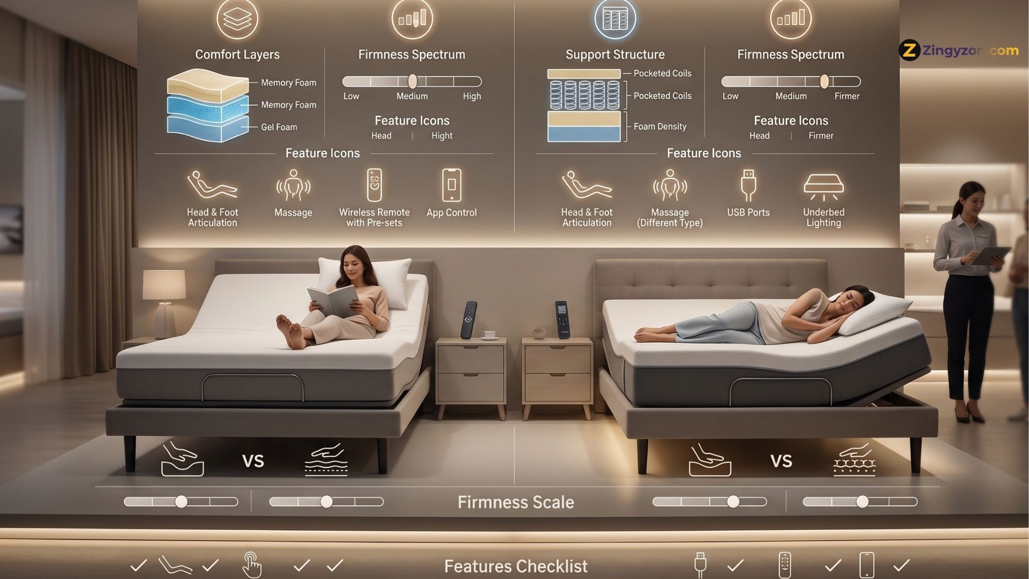 Adjustable mattress comparison: Comfort, Firmness, and Features
